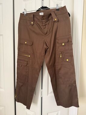 Cache Brown Cargo Capri Pants with Utility Pockets size 6